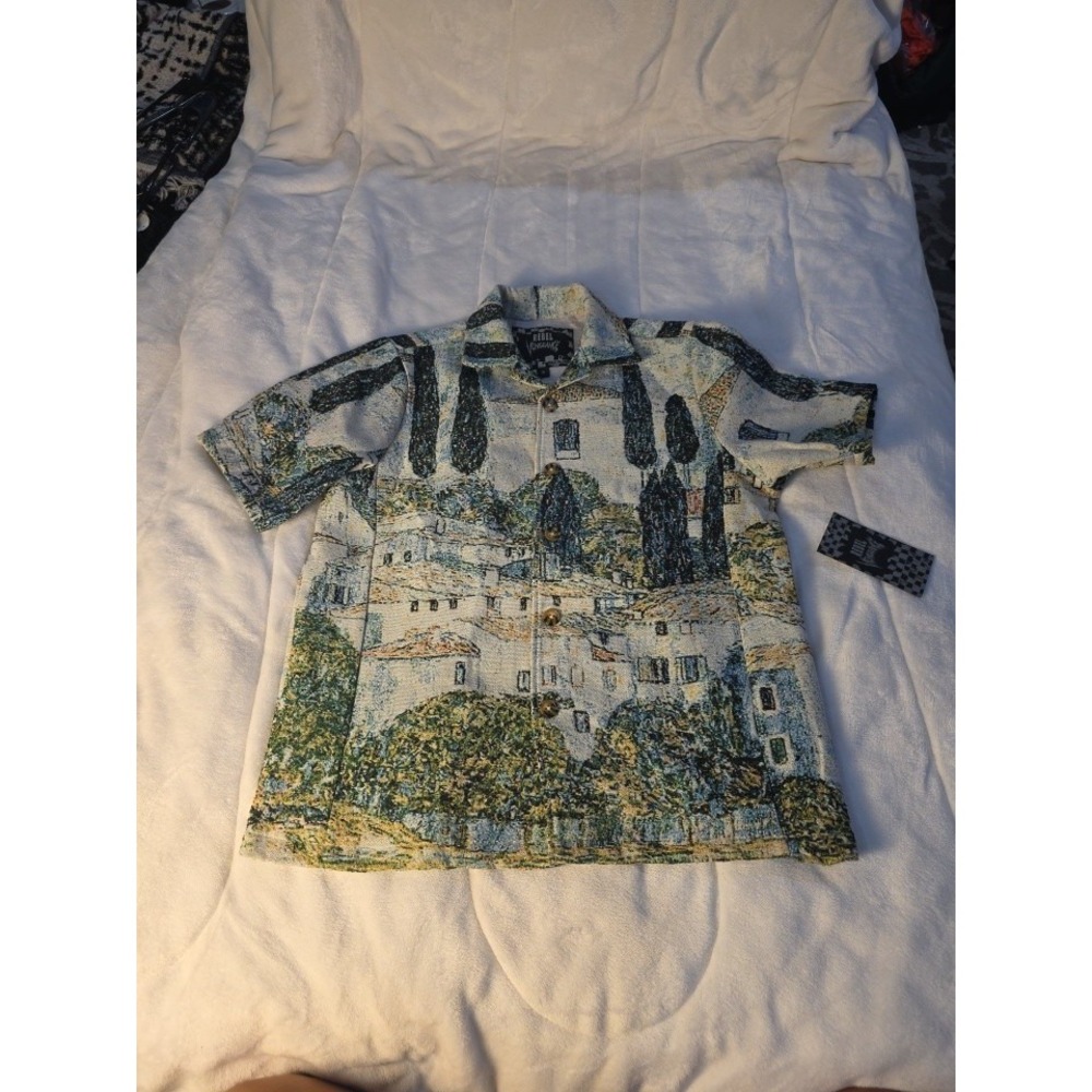 Rebel Vengeance Landscape Gustav Klimt Church Tapestry Button Up Shirt Small NWT